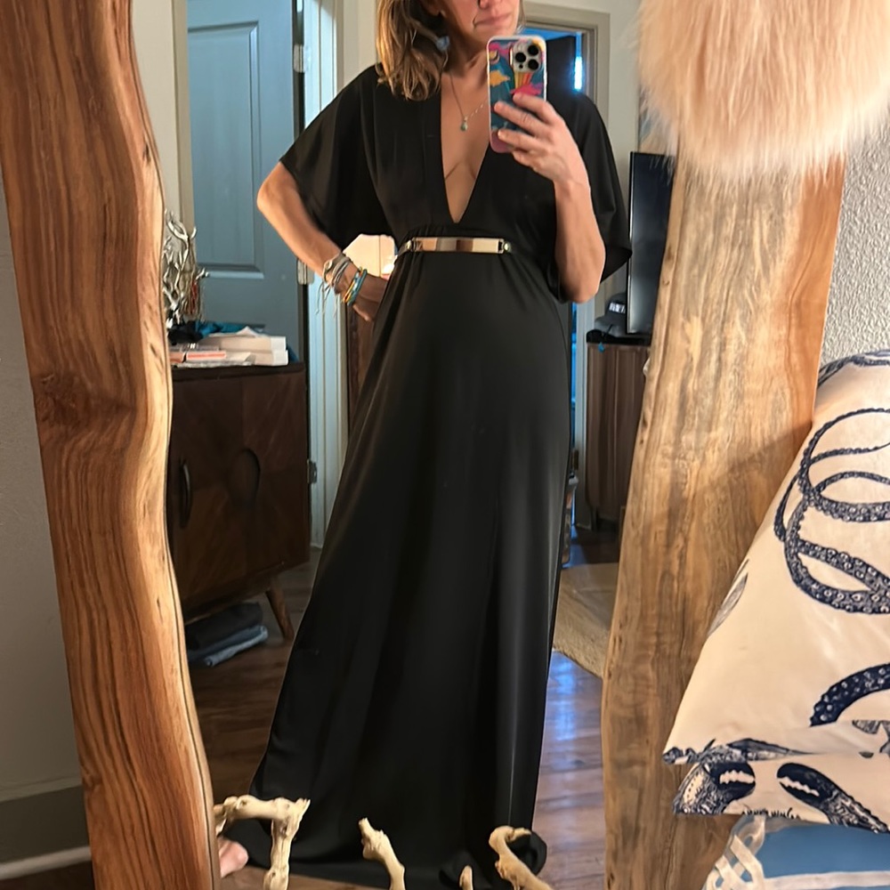 NWT ASOS Oh My Love Kimono Sleeve Belted Maxi Dress Black Small